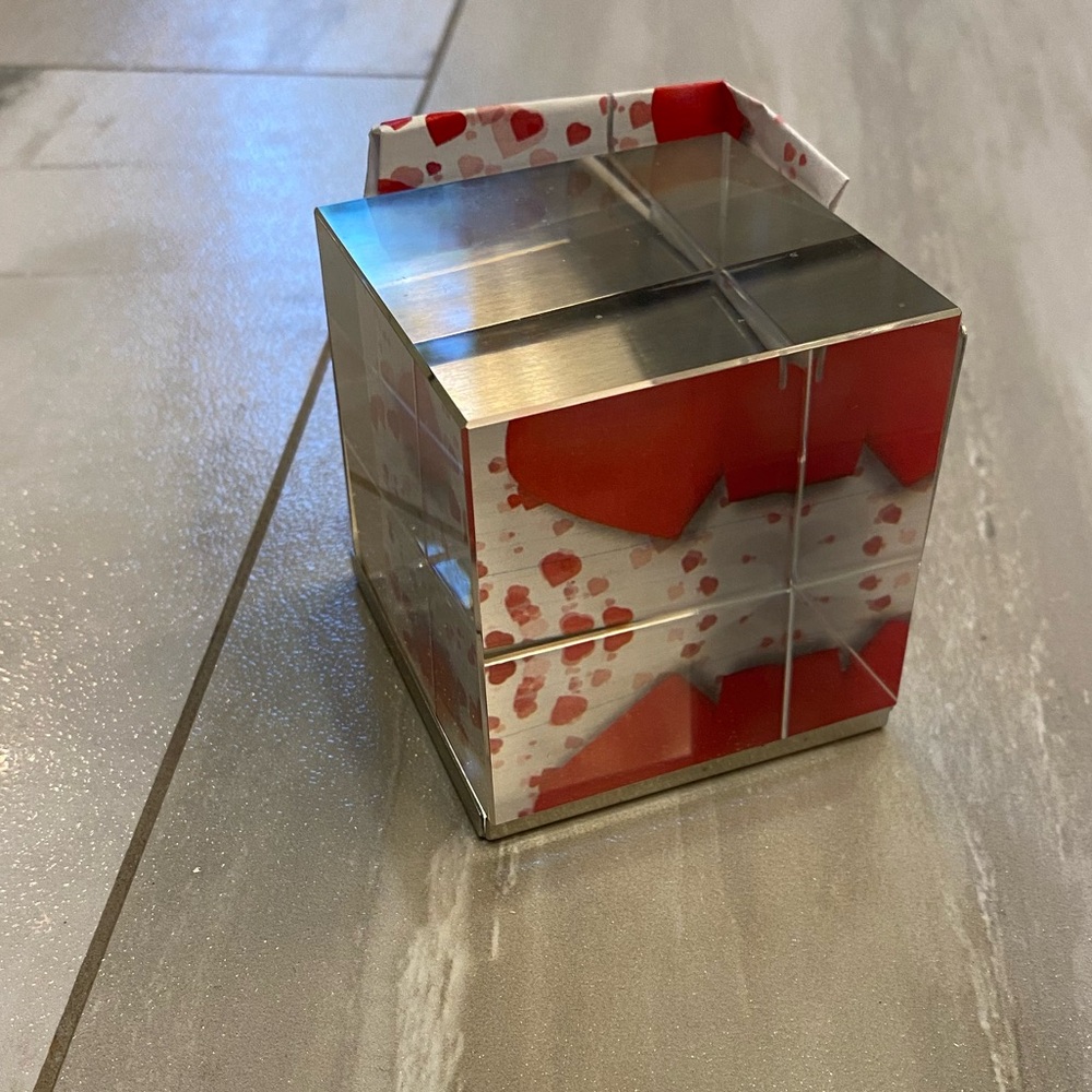 Clear Glass Picture Cube Desk Top Office Paperweight with Metal Holder